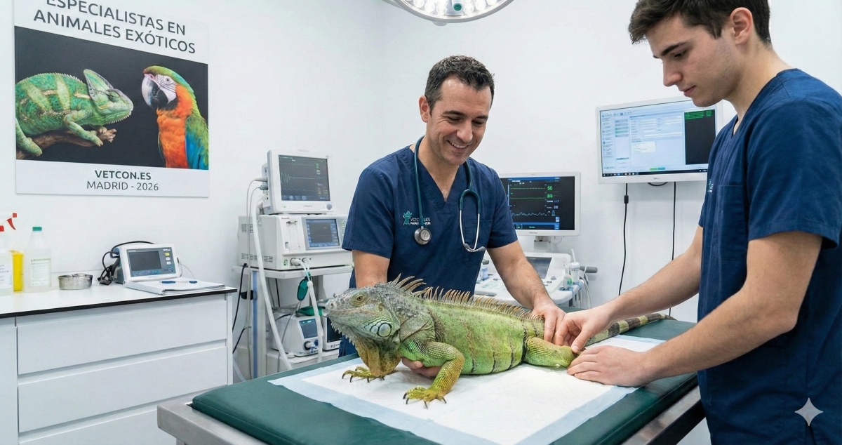 Veterinario especializado en animales exóticos en Madrid atendiendo un ave