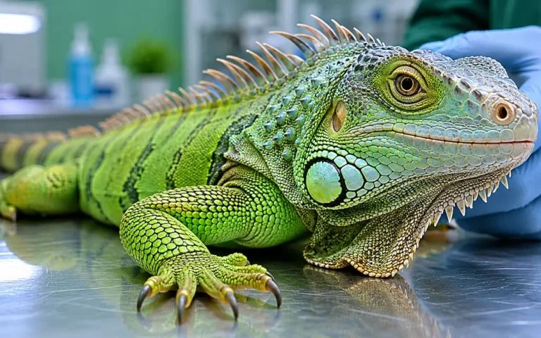 Reptil exótico en consulta veterinaria especializada en Madrid, atención urgente de prolapso cloacal