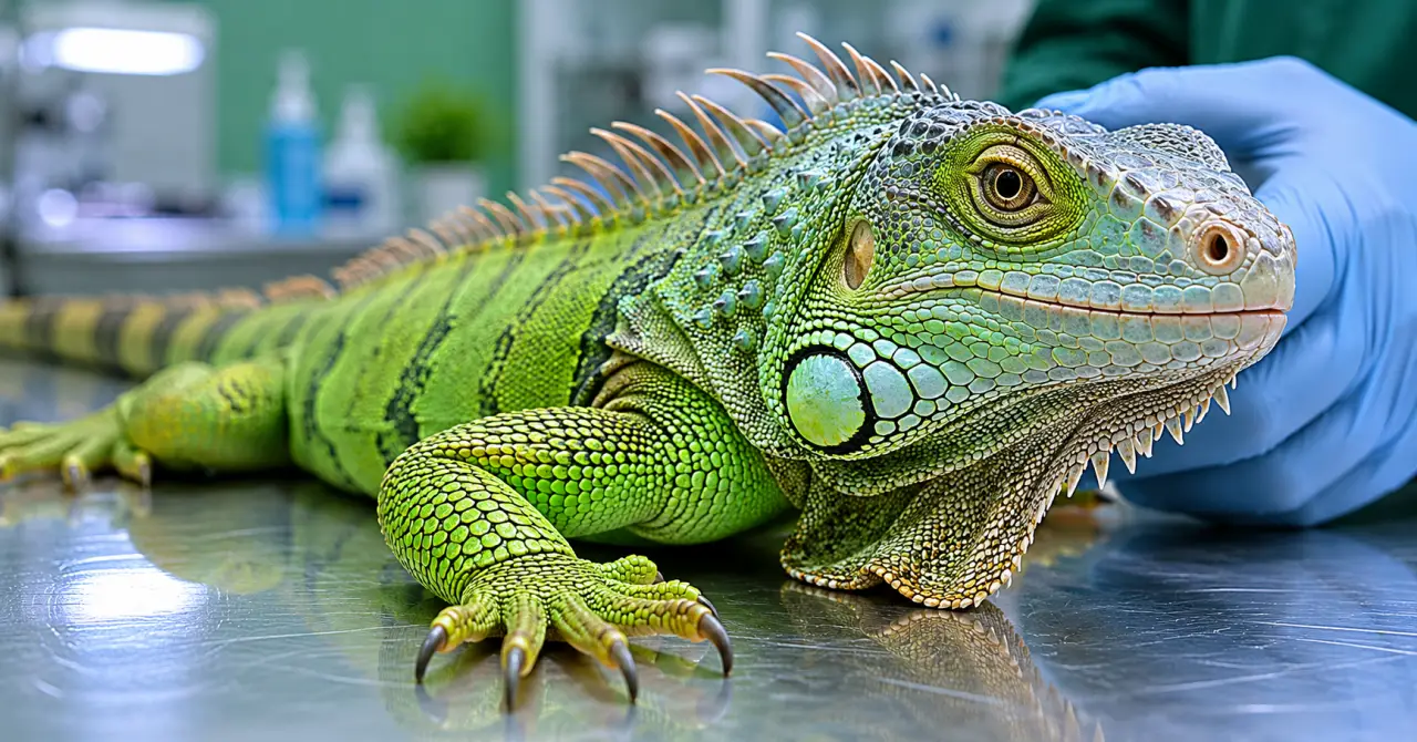 Reptil exótico en consulta veterinaria especializada en Madrid, atención urgente de prolapso cloacal