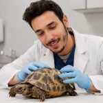 Tortuga terrestre o acuática en revisión veterinaria especializada en Madrid, consulta de urgencias para reptiles exóticos