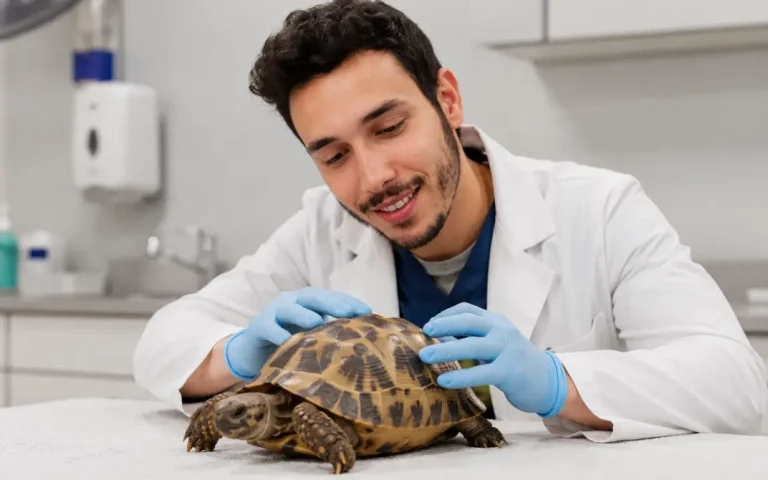Tortuga terrestre o acuática en revisión veterinaria especializada en Madrid, consulta de urgencias para reptiles exóticos