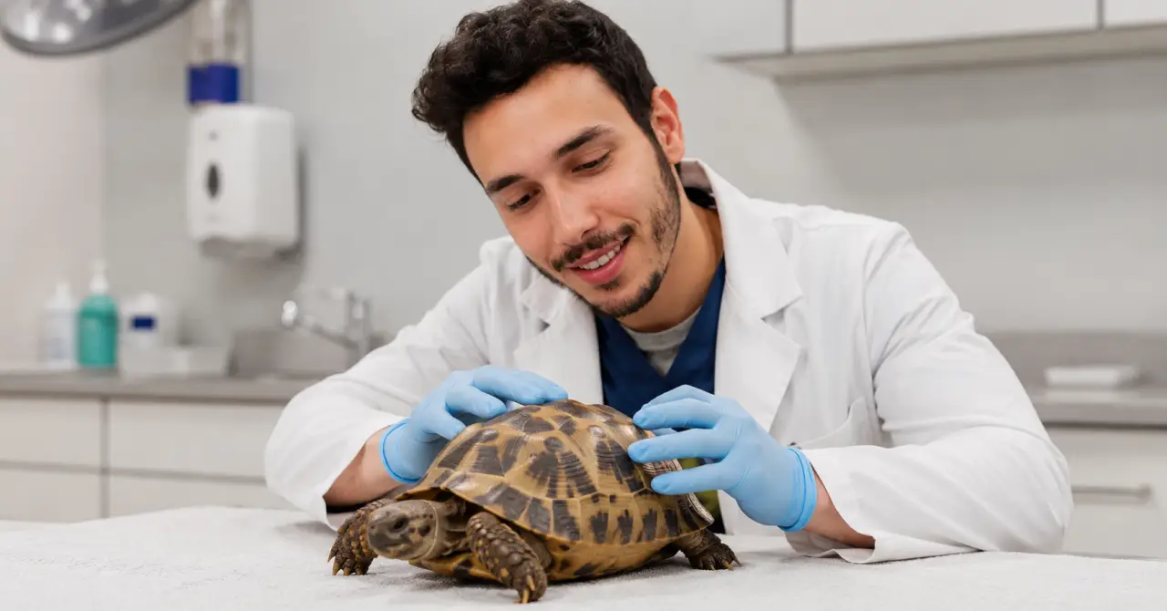 Tortuga terrestre o acuática en revisión veterinaria especializada en Madrid, consulta de urgencias para reptiles exóticos