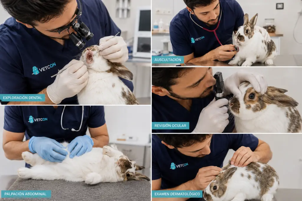 Conejo hospitalizado bajo supervisión veterinaria